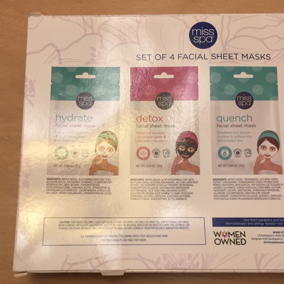 New Set of 4 Facial Sheet Masks with Free Spa Headband Gift Boxed 6 available - Picture 4 of 5